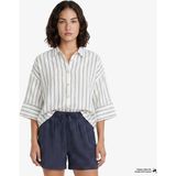 Nautica Kadın Beyaz Regular Fit Kısa Kollu Çizgili Gömlek 65W311T.1BW - XS - 1BW-Beyaz