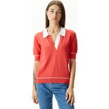 Nautica Kadın Kırmızı Relaxed Fit Kısa Kollu Triko - 6QB-Kırmızı - XS