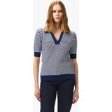 Nautica Kadın Lacivert Regular Fit Çizgili Triko - 4JN-Lacivert - XS