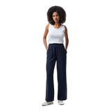 Nautica Kadın Lacivert Regular Fit Keten Karışımlı Pantolon-55P703T.4JN XS