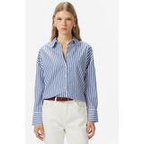 Nautica Kadın Mavi Oversize Çizgili Gömlek - 4Vg-Mavi