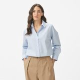 Nautica Kadın Mavi Regular Fit Çizgili Gömlek - XL - 45K-Mavi