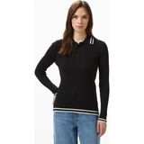 Nautica Kadın Siyah Classic Fit Uzun Kollu Polo Yaka T-Shirt - 0TB-Siyah