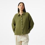 Nautica Kadın Yeşil Oversize Fit Gömlek - XS - 30G-Yeşil