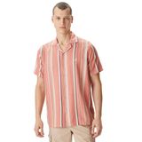 Nautica W45416T.80E Turuncu Classıc Fit Kısa Kollu Çizgili Erkek Gömlek