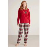 Nautıca W606 Kadın Uzun Kollu Ekoseli Pijama Takımı