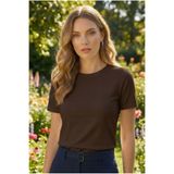 navesta kadın Rahat Kalıp %100 Viskon Kumaş Bisiklet Yaka Kısa Kollu Basic T-Shirt