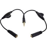 Navidata 3.5 mm Stereo Ses Kontrollü Kulaklık Çoklayıcı Ses Ayarlı Aux Kablo 30CM - 30 cm