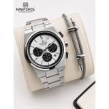 Naviforce Çelik Kordon Kronometreli Tasarım 3 Atm İtalyan Bileklik Hediyeli Erkek Kol Saati NF.8048S E.NVF.K.8054.S1
