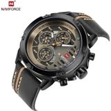 Naviforce Deri Kordon Iç Fonksiyonları Aktif Dijital/analog Erkek Kol Saati E.NVF.K.002 - Kahverengi - Siyah