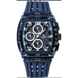 Naviforce Erkek Izle Moda Spor Dikdörtgen Kol Saatleri (Kronograf/su Geçirmez/aydınlık/takvim) Erkekler Için Silikon Kayış Kuvars Izle - mavi
