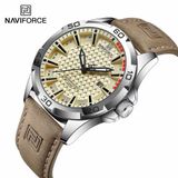 Naviforce Krem Deri Kayışlı Analog Kol Saati
