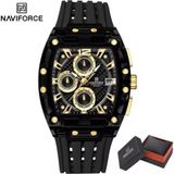Naviforce Silikon Kordon Analog Erkek Kuvars Kol Saati Siyah-Altın