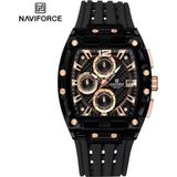 Naviforce Silikon Kordon Analog Erkek Kuvars Kol Saati Siyah-Bej