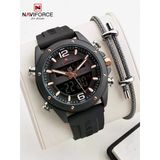 Naviforce Silokon Kordon Dijital & Analoğ Mekanizma Bileklik Hediyeli 3 ATM Erkek Kol Saati NF9264.1