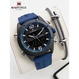 Naviforce Silokon Kordon Dijital & Analoğ Mekanizma Bileklik Hediyeli 3 Atm Erkek Kol Saati Nf9264.2