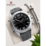 Naviforce Silokon Kordon Dijital & Analoğ Mekanizma Bileklik Hediyeli 3 Atm Erkek Kol Saati NF9264.3 - Standart
