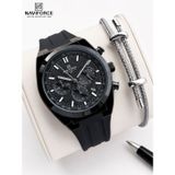 Naviforce Silokon Kordon Kronometreli Kadran İtalyan Bileklik Hediyeli 3 ATM Erkek Kol Saati NF8080S E.NVF.K.8080.S2