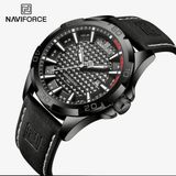 Naviforce Siyah Deri Kayışlı Analog Kol Saati