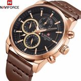 Naviforce Yeni Model Aktif Göstergeli Naviforce Rosegold Kasa Spor Şık Kullanıma Uygun Erkek Kol Saati - Kahverengi