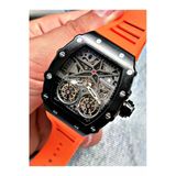 Navimarine Turuncu Renk Kare Spor Silikon Otomatik Business Erkek Kol Saati + BİLEKLİK HEDİYELİ