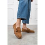 NAVİSHOES Taba Kadın Ortopedik Loafer Süet Tokalı Günlük Babet Ayakkabı SL851NAV