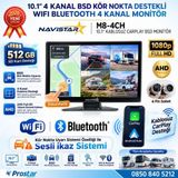 Navistar 10.1 inç Dokunmatik 4 Kanal Kayıtlı Kablosuz Carplay Wifi Kör Nokta Uyarılı Araç Monitörü 512 GB Destekli