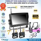 Navistar 2 Kablosuz Kameralı Forklift Güvenlik Sistemi 7 inç AHD Ekran 2+1 Çatal Kamera Lazerli Kör Nokta Uyarılı 1080P Full HD S