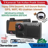 Navistar 3 Kameralı Monitör Çıkışlı 4G GPS WIFI Acil Durum butonu dahil Pratik Montaj Kamera Seti