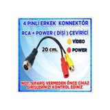 Navistar 4 PİNLİ (ERKEK) KONNEKTÖR > RCA (DİŞİ) >DC (DİŞİ) SOKET DÖNÜŞTÜRÜCÜ 20 CM.