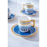 Navy 6 Kişilik Kahve Fincan Takımı - 90 ml - Renkli