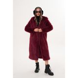 Navy Tam Boy Kapişonlu Tüylü Kaban - L - XL - Bordo