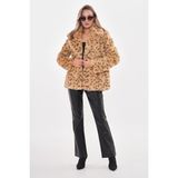 Navy Yakalı Ceket Leopar - S - Camel - Siyah