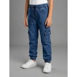 Nawi Erkek Çocuk Beli Lastikli Komando Kot Pantolon - Lacivert - 4 Yaş