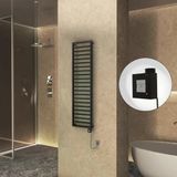 Naxos Elektrikli Havlupan 500X1655 Siyah Mat (Ktx1 Termostat) 600W Spiral Kablolu