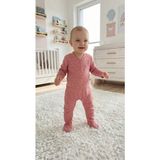 Nayinom Çiçekli Patikli Bebek Tulum - Pembe - 0 - 3 Ay