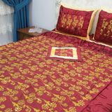 Nayır Çift Kişilik Saten Pullu Yatak Örtüsü Bordo
