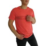 Naykı Erkek Sıfır Yaka Pano Baskılı Petek Süprem T-Shirt 2123 BGL-ST01 - Nar Çiçeği