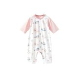 naynes Bebek, Çoçuk Tulumu Yazlık %100 Organik Pamuklu,body,zıbın,tulumu 1-2 Yaş (SEVİMLİ HAYVANLAR PEMBE)