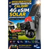 Naystek 4G eSIM Solar Güneş Enerjili Güvenlik Kamerası - Sim Kartlı 6MP Çift Lens PTZ Hareket Takipli IP66 Dış Mekan Kamera 64GB Hediyeli