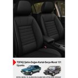 Naz Oto Stone Deri Oto Koltuk Kılıfı - Bel Destekli (Tofaş Kartal-Şahin-Doğan-Serçe-Tempra Uyumlu) - Siyah