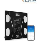 Nazalya Dijital Baskül Yağ Su Kas Vücut Kitle Endeksi Kilo Ölçer Tartı - Siyah