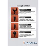 Nazalya Titreşim Şarjlı Masaj Tabancası 4 Başlıklı 6 Kademeli Boyun Bel Sırt Bacak Ayak Masajı Egzersiz Aleti - Siyah