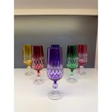 Nazan Home 6 Kişilik Bohemia Kristal Renkli Ayaklı Kahve Yanı Su Bardağı - Mor - Yeşil - Kırmızı - Sarı - 180 ml