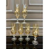 Nazan Home Bohemia Kristal Ayaklı Gold Kahve Yanı Su Bardağı 180ML - Bal
