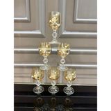 Nazan Home Bohemia Kristal Ayaklı Gold Kahve Yanı Su Bardağı - Bal