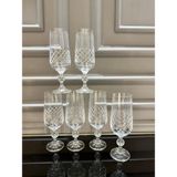 Nazan Home Bohemia Kristal Ayaklı Kesme El Işi Kahve Yanı Su Bardağı - Altın - 180 ml