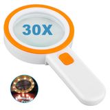 Nazano 12 LED Işıklı Büyüteç, 30X Çift Cam Lens Elde Taşınabilir Aydınlatmalı Büyüteç Okuma Büyüteç, Yaşlılar için Oku, Madeni Paralar, Pullar, Harita, Muayene, Makula Dejenerasyonu (Turuncu)
