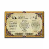 Nazar-Bereket-Ayet-El Kürsi Motifli Ayetli İslami Hat Sanatı Kanvas Tablo