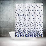 Nazar Boncuğu Banyo Perdesi, 180x200cm Duş Perdesi-Tek Kanat Banyo Duş Perdesi- C Halka Hediyeli